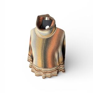 Dor Dor Culture Ombrè Striped knit earth tones Cowl Neck Sweater-Poncho SZ M